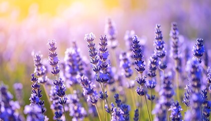Lavender field bathed in golden light