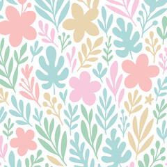 Fototapeta premium Exotic hand drawn flowers, pattern with floral for fabric, textiles, clothing, wrapping paper, cover, banner, home decor, abstract background. Vector illustration.
