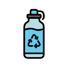 Reusable water bottle with recycling symbol promoting sustainable practices and environmental awareness