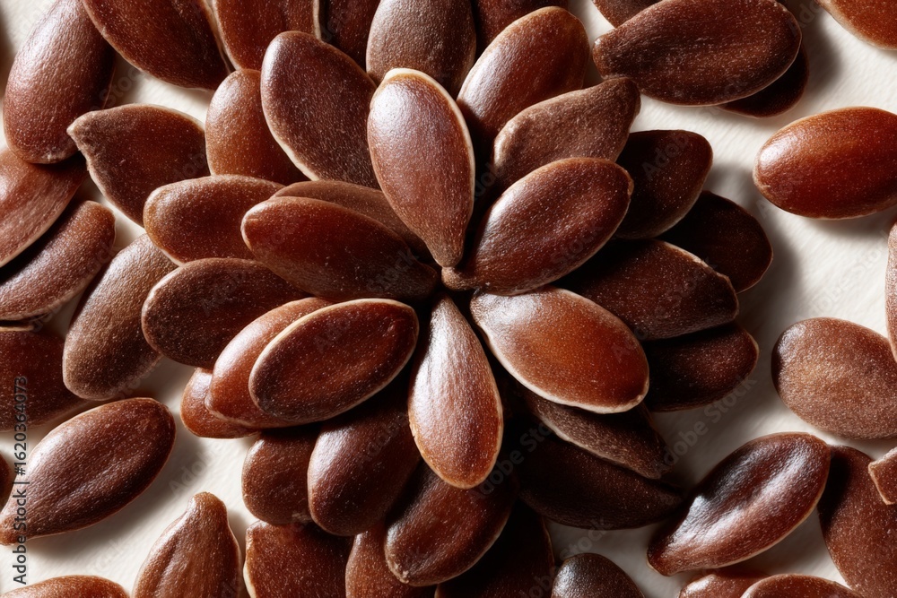 Aufkleber healthy brown seeds arranged in a visually appealing pattern on a light background