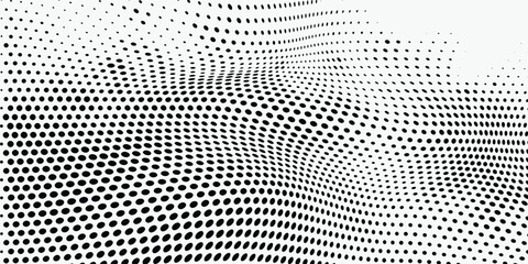 Black polka dots seamless pattern on white background. Halftone minimalist  arts modern
