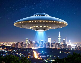 UFO above night city