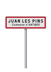 Panneau d'entr&eacute;e de Juan Les Pins commune d'Antibes (Alpes Maritimes) en vectoriel