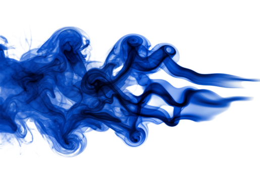 Swirling Blue Smoke – Ethereal Mystery on White Background
