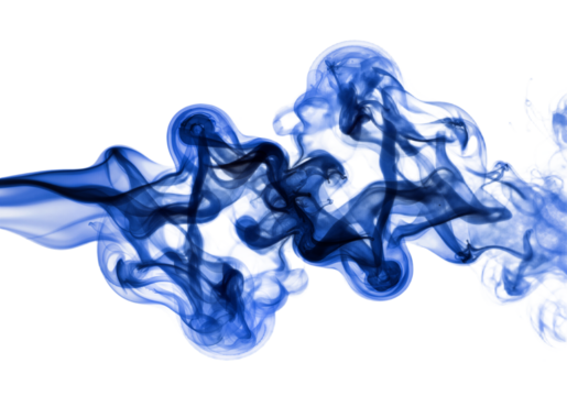 Swirling Blue Smoke – Ethereal Mystery on White Background