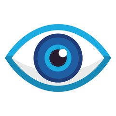 Blue eye icon, a symbol of vision and sight isolated on white background