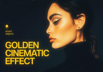 Golden Cinematic Photo Effect Mockup