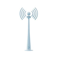 Minimalist tall communication tower vector icon with wireless signal waves isolated on Transparent Background