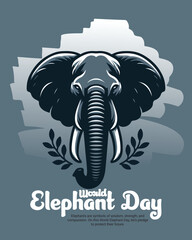 World Elephant Day Illustration – Wildlife Conservation, Nature Protection and Save Elephant Awareness