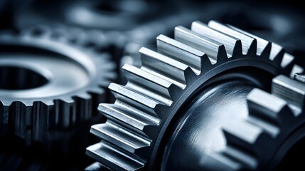 Close-up view of interlocking gears.