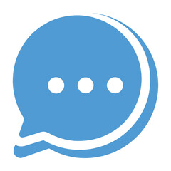 Blue speech bubble icon isolated on white background for communication