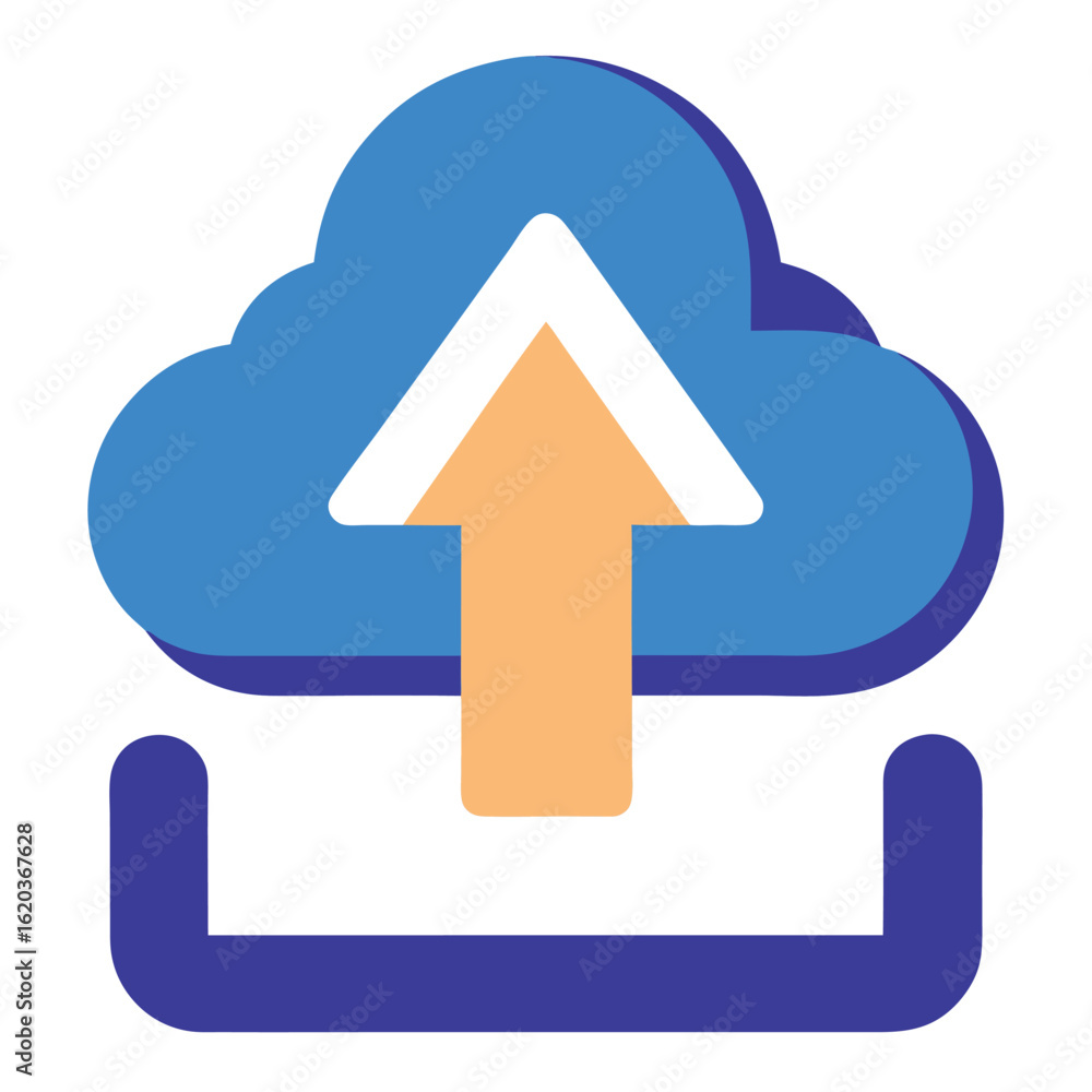 Aufkleber cloud upload icon with arrow pointing up, isolated on white background