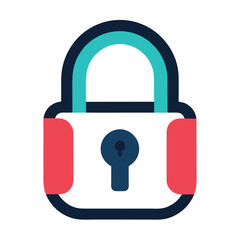 Colorful padlock icon isolated on white background for security concept