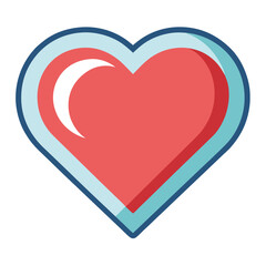 Red heart icon isolated on white background representing love, care, and affection