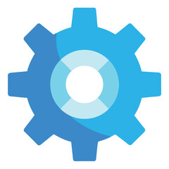A blue gear isolated on white background representing technology and industry