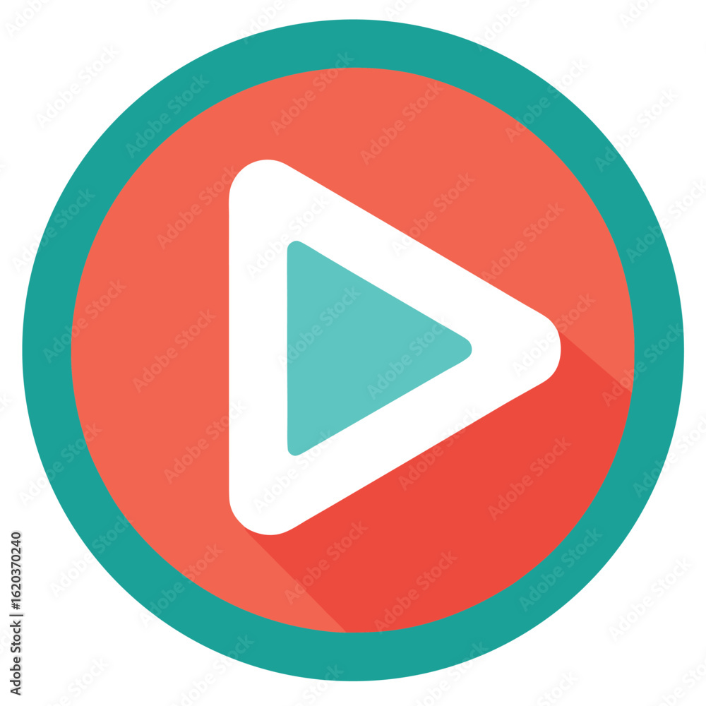 Poster play button icon with arrow in a circle shape isolated on white background