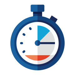 Blue stopwatch icon isolated on white background for time management and deadlines
