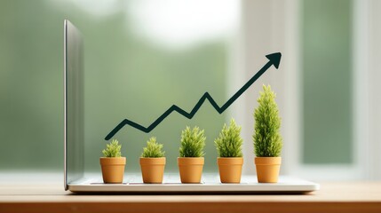 Growth strategy nurturing business success through visual data representation indoor environment digital art contemporary style