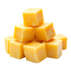 Stack of yellow cheese cubes delicious dairy product