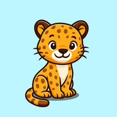 cute cartoon jaguar sitting