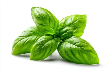 Fresh basil leaves with vibrant green color and dewdrops reflecting natural beauty and freshness