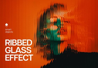 Ribbed Glass Photo Effect Mockup