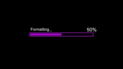 formatting animation. Loading bar, waiting loading bar animation, software update icon on black background.4k video