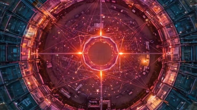 futuristic data network central core energy flow