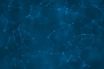 abstract particles connected by lines, digital space as background