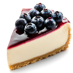 Slice of Blueberry Cheesecake with Fresh Berries and Glaze