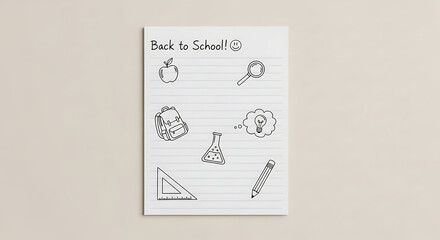 Back to school doodle on lined paper ai generated