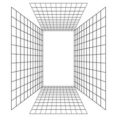 Abstract Isolated Cyberpunk Wireframe Model. Retro-futuristic Shape in Y2K style. Vector illustration on Transparent Background.