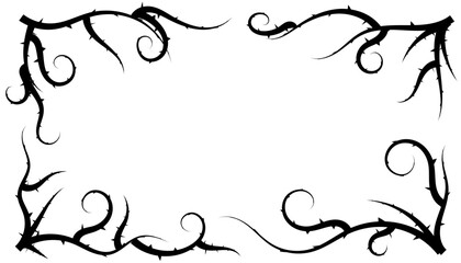 barbed wire and thorny frames in various shapes. Includes round, curly, wavy, and sharp silhouettes. Wreath-style borders with a horror or Halloween theme, perfect for adding dramatic copyspace. EPS10
