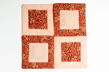 Handmade Quilted Fabric Squares in Floral and Peach Design