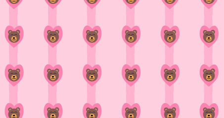 Cute bear seamless heart pattern