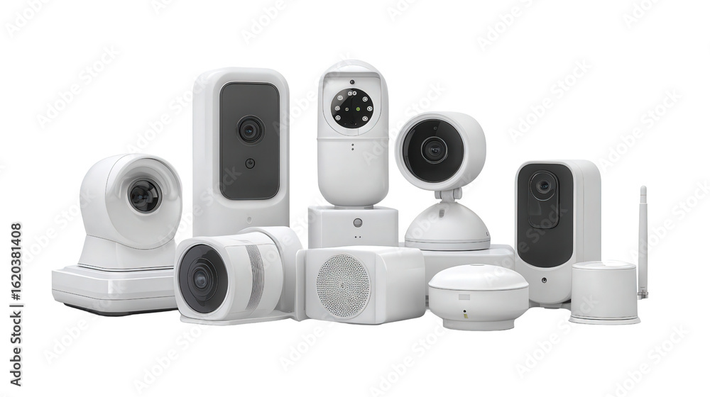Poster ai-powered home security systems background isolated on a transparent background, png file.