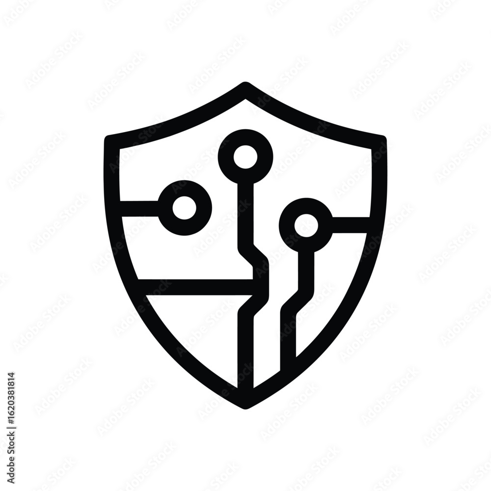 Poster digital shield with circuitry pattern for cybersecurity and data protection