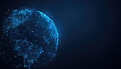 Abstract globe, connected by lines.  Global network, digital, and technology