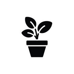 Simple black silhouette of a potted plant