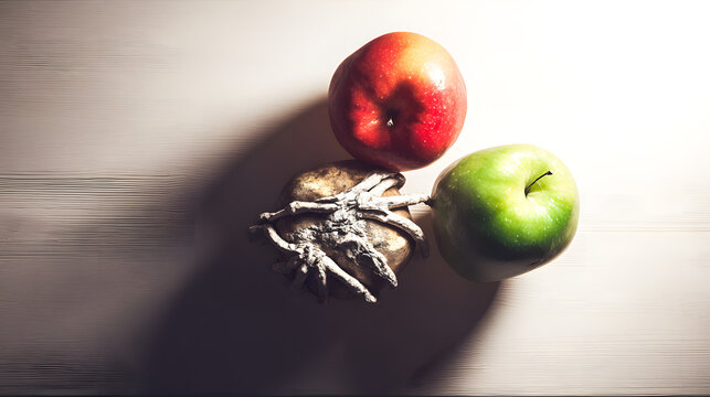 Red apple, green apple, rotten apple.
 - Powered by Adobe