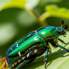 Naklejka premium green bug on a leaf