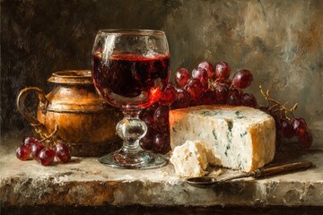Refined simplicity, the art of wine and cheese. Generative AI