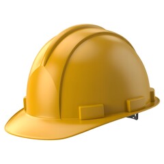 Yellow Construction Safety Helmet, 3D Illustration Isolated on White Background