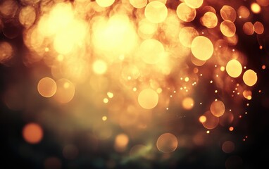 Obraz premium Abstract, bright, and festive golden bokeh lights create a dazzling, blurred background perfect for holiday celebrations