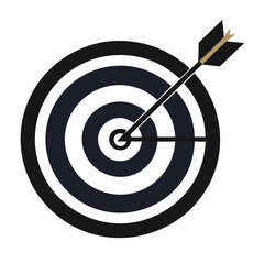 Target with arrow silhouette isolated on white background