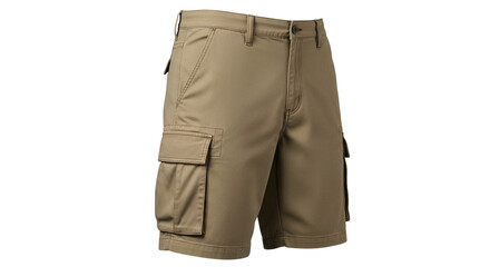 Khaki cargo shorts isolated PNG with Transparent Background