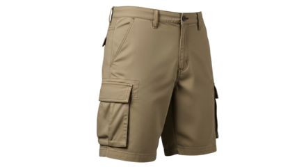 Khaki cargo shorts isolated PNG with Transparent Background