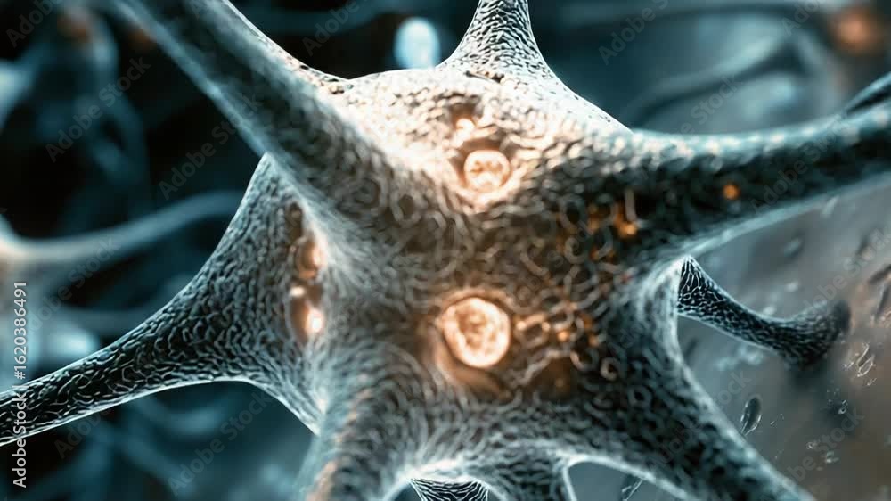 Poster neuron transmitting nerve impulses in nervous system, generating electric signals through axons and 