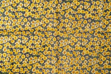 Top view printed cotton fabric with beautiful sunflower pattern
