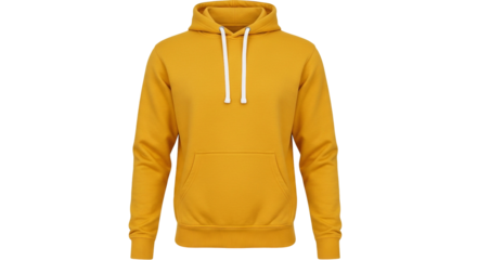 Yellow hoodie sweatshirt apparel mockup isolated PNG with Transparent Background